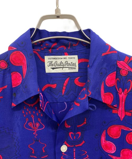 WACKO MARIA（ワコマリア）WACKO MARIA (ワコマリア) WOLF'S HEAD (ウルフズヘッド) アロハシャツ ブルー×レッド サイズ:Mの古着・服飾アイテム