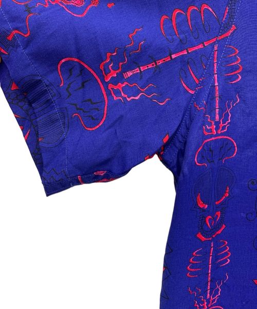 WACKO MARIA（ワコマリア）WACKO MARIA (ワコマリア) WOLF'S HEAD (ウルフズヘッド) アロハシャツ ブルー×レッド サイズ:Mの古着・服飾アイテム