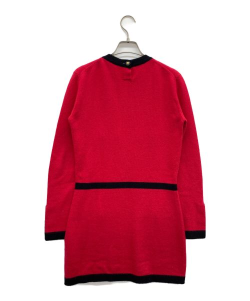 CHANEL（シャネル）CHANEL (シャネル) カシミヤニットワンピース レッド×ブラック サイズ:40の古着・服飾アイテム