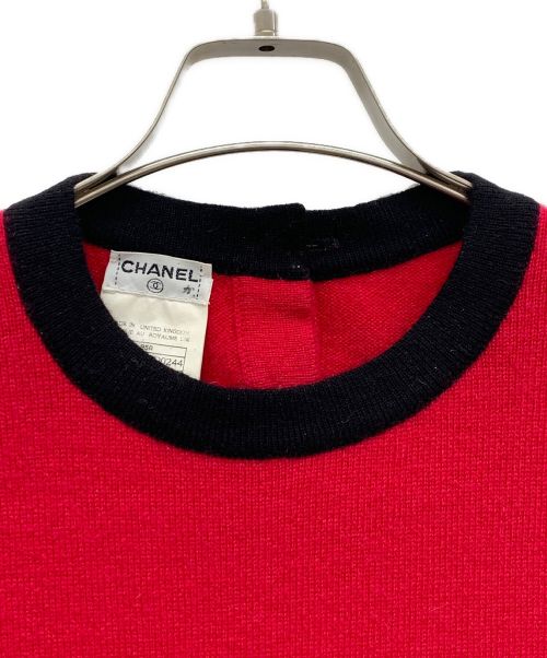 CHANEL（シャネル）CHANEL (シャネル) カシミヤニットワンピース レッド×ブラック サイズ:40の古着・服飾アイテム