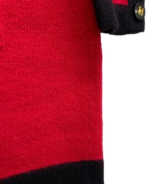 CHANEL（シャネル）CHANEL (シャネル) カシミヤニットワンピース レッド×ブラック サイズ:40の古着・服飾アイテム