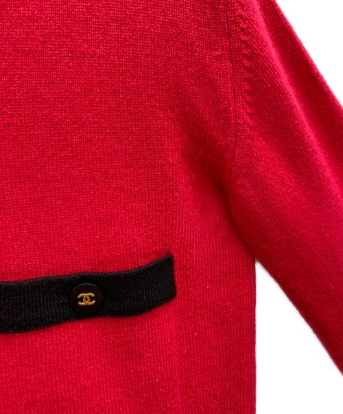 CHANEL（シャネル）CHANEL (シャネル) カシミヤニットワンピース レッド×ブラック サイズ:40の古着・服飾アイテム
