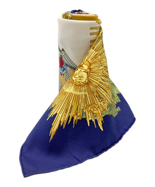 HERMES（エルメス）HERMES (エルメス) シルクスカーフ ネイビーの古着・服飾アイテム