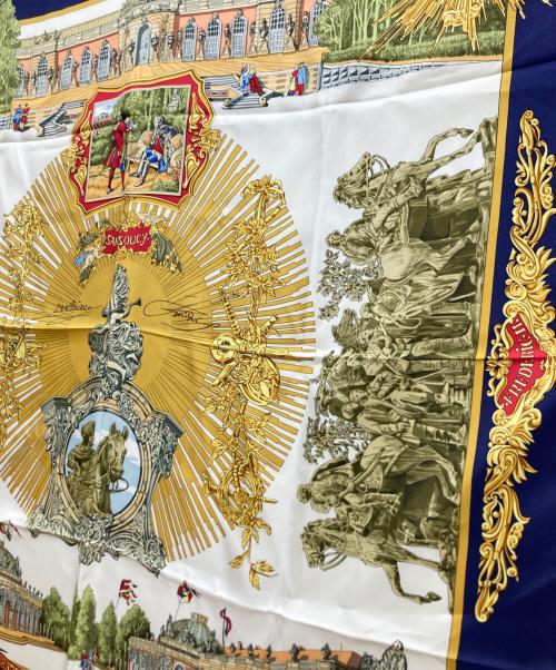 HERMES（エルメス）HERMES (エルメス) シルクスカーフ ネイビーの古着・服飾アイテム