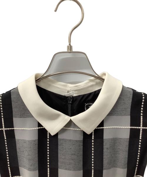 MEZZO PIANO（メゾピアノ）MEZZO PIANO (メゾピアノ) ブロックチェックワンピースドレス ブラック×ホワイト サイズ:160cmの古着・服飾アイテム