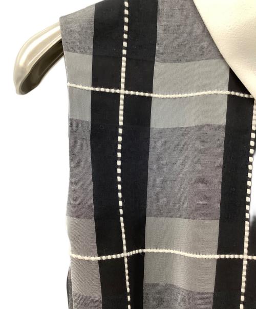 MEZZO PIANO（メゾピアノ）MEZZO PIANO (メゾピアノ) ブロックチェックワンピースドレス ブラック×ホワイト サイズ:160cmの古着・服飾アイテム