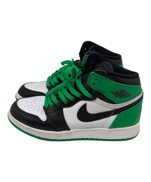 NIKE（ナイキ）NIKE (ナイキ) AIR Jordan Kids 1 RETRO レトロ HIGH OG グリーン×ブラック サイズ:24.5の古着・服飾アイテム