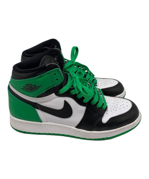 NIKE（ナイキ）NIKE (ナイキ) AIR Jordan Kids 1 RETRO レトロ HIGH OG グリーン×ブラック サイズ:24.5の古着・服飾アイテム
