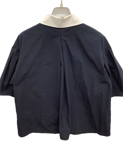 ELLIE（エリー）ELLIE (エリー) ラウンドカラーブラウス ネイビー×ホワイト サイズ:Fの古着・服飾アイテム