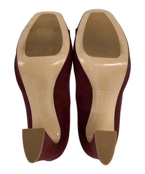 MIU MIU（ミュウミュウ）MIU MIU (ミュウミュウ) オープントゥ・ストラップスェードパンプス ボルドー サイズ:371/2の古着・服飾アイテム