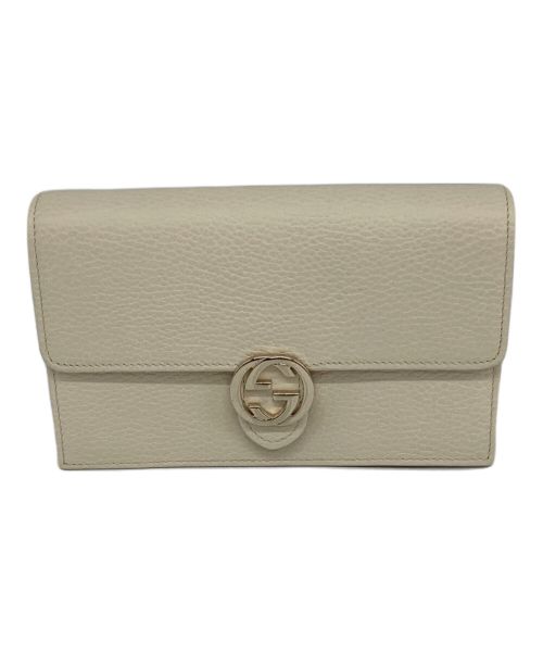 GUCCI（グッチ）GUCCI (グッチ) インターロッキングGチェーンショルダーウォレット ホワイトの古着・服飾アイテム