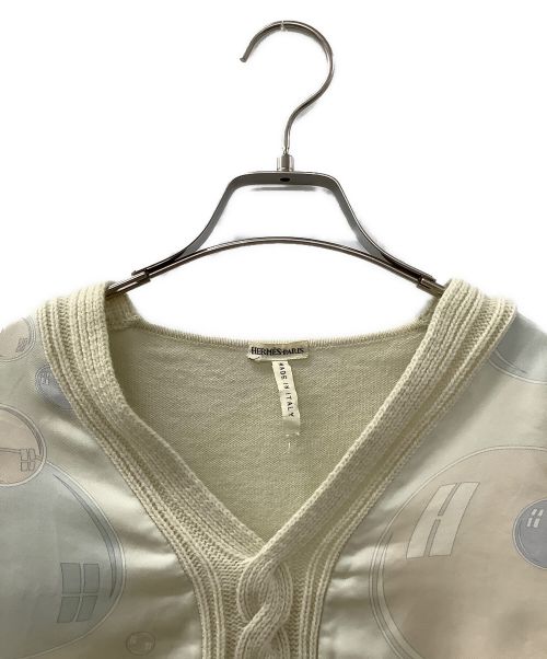 HERMES（エルメス）HERMES (エルメス) カーディガン ベージュ×ライトブルー サイズ:MEの古着・服飾アイテム