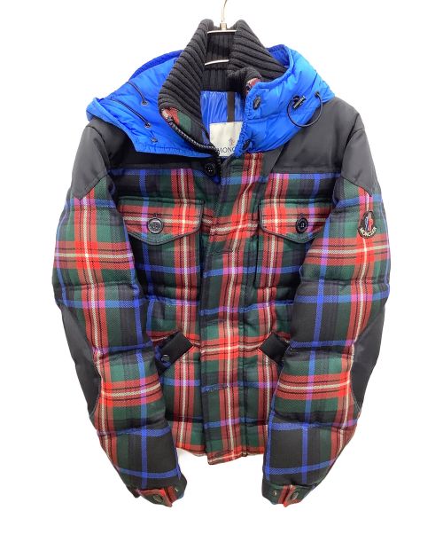 MONCLER（モンクレール）MONCLER (モンクレール) ダウンジャケット ブルー×ブラック×レッド×グリーンの古着・服飾アイテム