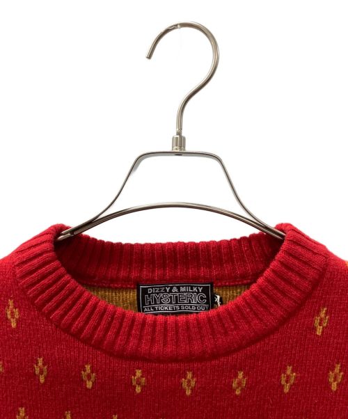 Hysteric Glamour（ヒステリックグラマー）Hysteric Glamour (ヒステリックグラマー) SKULL NORDICジャガードセーター レッド サイズ:XLの古着・服飾アイテム