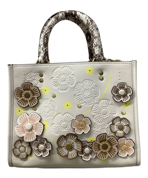 COACH（コーチ）COACH (コーチ) ローグ 25 カラーブロック ウィズ ティー ローズ アンド スネークスキン ディテール ベージュの古着・服飾アイテム