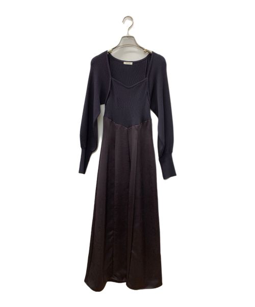 FRAY ID（フレイ アイディー）FRAY ID (フレイ アイディー) スクエアーネックコンビワンピース ブラック サイズ:Fの古着・服飾アイテム