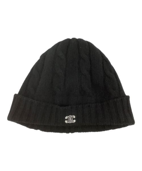 CELINE（セリーヌ）CELINE (セリーヌ) トリオンフニット帽 ブラックの古着・服飾アイテム