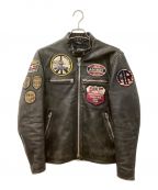 AVIREXアヴィレックス）の古着「エイジド スタンド シングルライダース」｜ブラウン