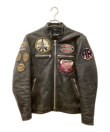 AVIREX（アヴィレックス）の古着「エイジド スタンド シングルライダース」｜ブラウン