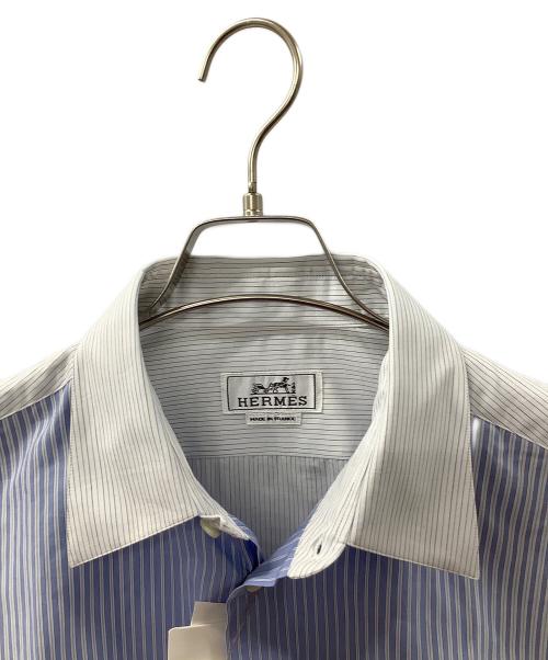 HERMES（エルメス）HERMES (エルメス) 切替ストライプシャツ ホワイト×ブルー サイズ:L 未使用品の古着・服飾アイテム