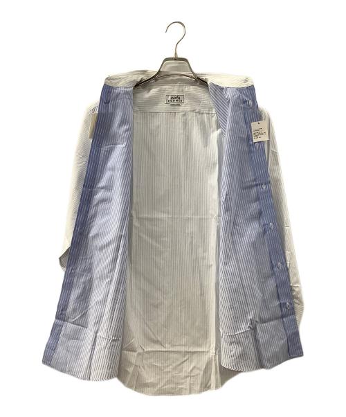 HERMES（エルメス）HERMES (エルメス) 切替ストライプシャツ ホワイト×ブルー サイズ:L 未使用品の古着・服飾アイテム