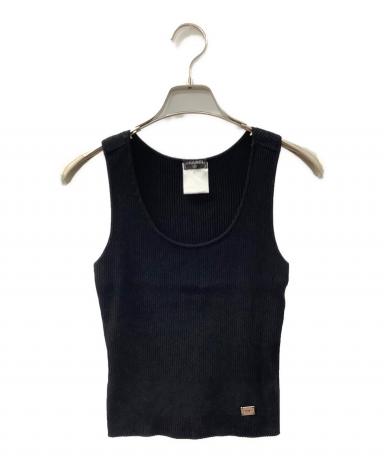 中古・古着通販】CHANEL (シャネル) リブタンクトップ ブラック サイズ