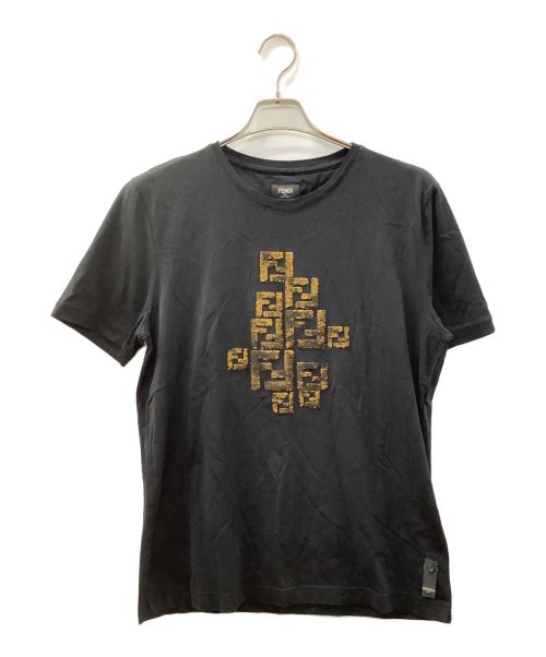FENDI（フェンディ）FENDI (フェンディ) FFロゴスパンコールTシャツ ブラック サイズ:Lの古着・服飾アイテム