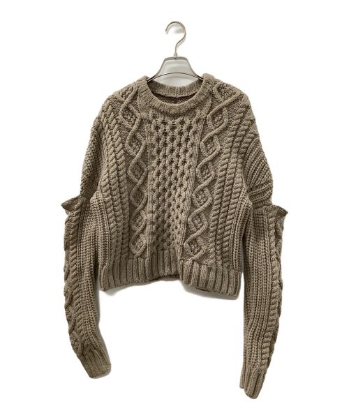 HER.（ハー）HER. (ハー) ショルダーカットケーブルニット2024年モデル オリーブ サイズ:Fの古着・服飾アイテム