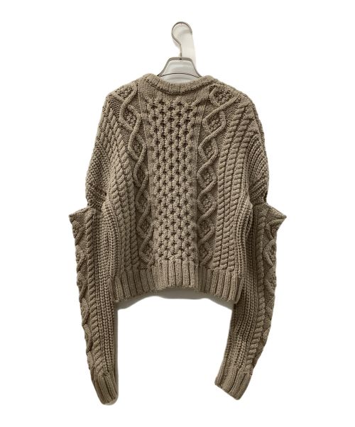 HER.（ハー）HER. (ハー) ショルダーカットケーブルニット2024年モデル オリーブ サイズ:Fの古着・服飾アイテム
