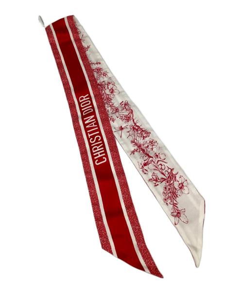 Christian Dior（クリスチャン ディオール）Christian Dior (クリスチャン ディオール) ツイリースカーフ ホワイト×レッドの古着・服飾アイテム