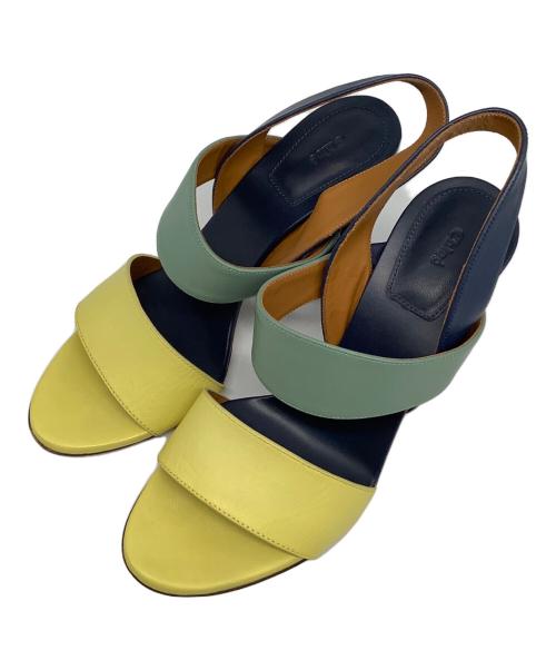 Chloe（クロエ）Chloe (クロエ) multi colour block strappy heeled sandal ネイビー×グリーン サイズ:39の古着・服飾アイテム