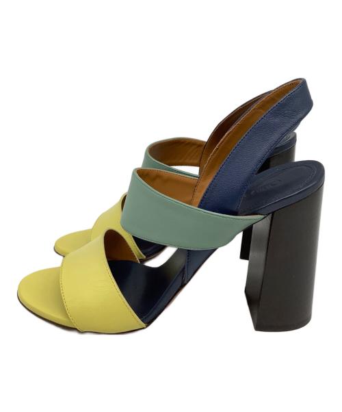 Chloe（クロエ）Chloe (クロエ) multi colour block strappy heeled sandal ネイビー×グリーン サイズ:39の古着・服飾アイテム
