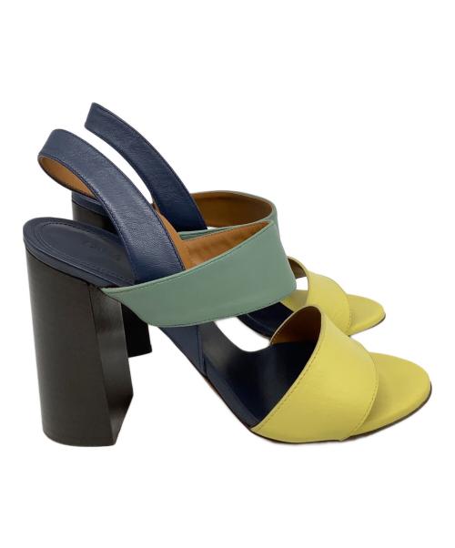 Chloe（クロエ）Chloe (クロエ) multi colour block strappy heeled sandal ネイビー×グリーン サイズ:39の古着・服飾アイテム
