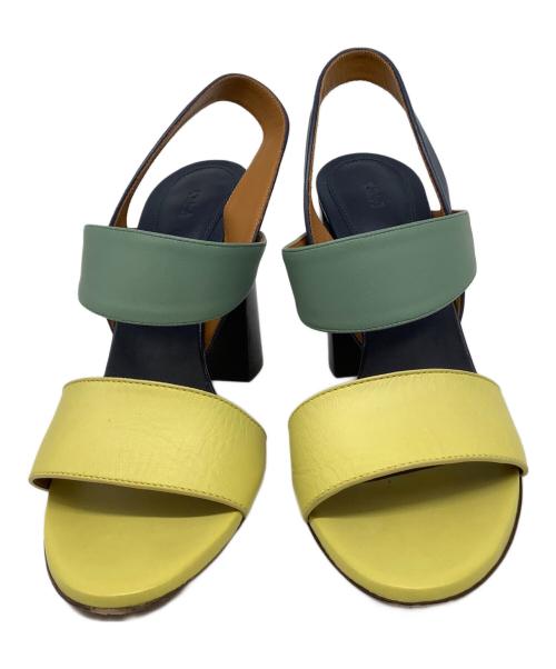 Chloe（クロエ）Chloe (クロエ) multi colour block strappy heeled sandal ネイビー×グリーン サイズ:39の古着・服飾アイテム