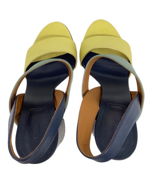Chloe（クロエ）Chloe (クロエ) multi colour block strappy heeled sandal ネイビー×グリーン サイズ:39の古着・服飾アイテム