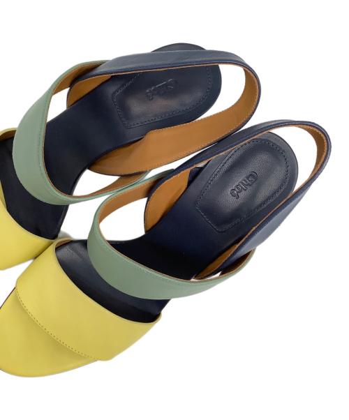 Chloe（クロエ）Chloe (クロエ) multi colour block strappy heeled sandal ネイビー×グリーン サイズ:39の古着・服飾アイテム