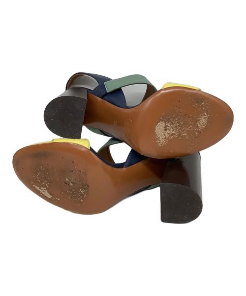 Chloe（クロエ）Chloe (クロエ) multi colour block strappy heeled sandal ネイビー×グリーン サイズ:39の古着・服飾アイテム