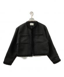 ELLIE（エリー）の古着「ノーカラーツイードジャケット」｜ブラック