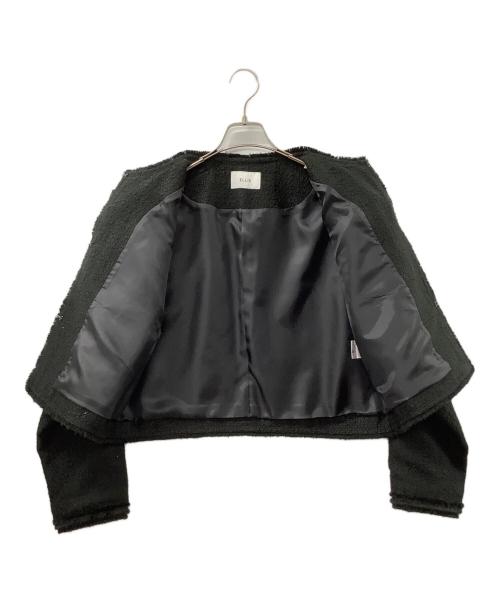 ELLIE（エリー）ELLIE (エリー) ノーカラーツイードジャケット ブラック サイズ:Fの古着・服飾アイテム