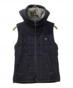 BURBERRY BLACK LABELバーバリーブラックレーベル）の古着「中綿フーデッドニットベスト」｜ネイビー