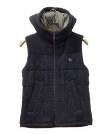 BURBERRY BLACK LABEL（バーバリーブラックレーベル）の古着「中綿フーデッドニットベスト」｜ネイビー
