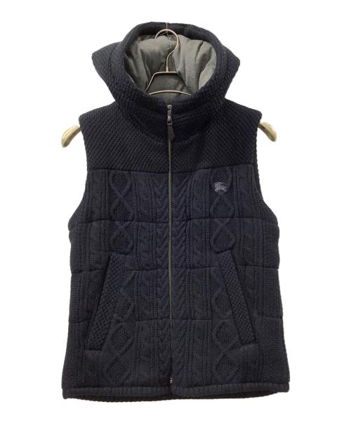 BURBERRY BLACK LABEL（バーバリーブラックレーベル）BURBERRY BLACK LABEL (バーバリーブラックレーベル) 中綿フーデッドニットベスト ネイビー サイズ:2の古着・服飾アイテム