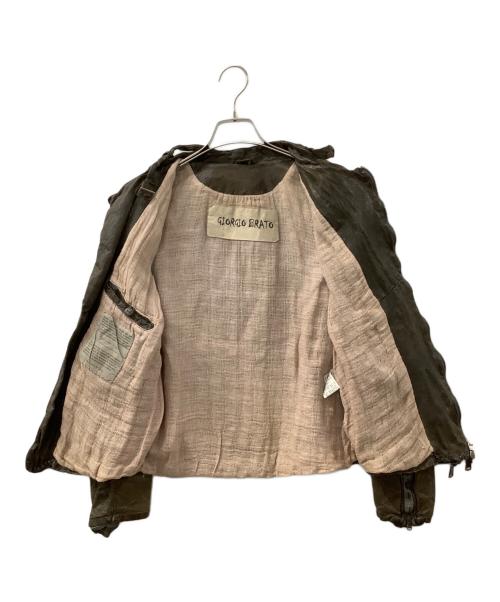 GIORGIO BRATO（ジョルジョブラッド）GIORGIO BRATO (ジョルジョブラッド) ラムレザージャケット カーキ サイズ:46の古着・服飾アイテム