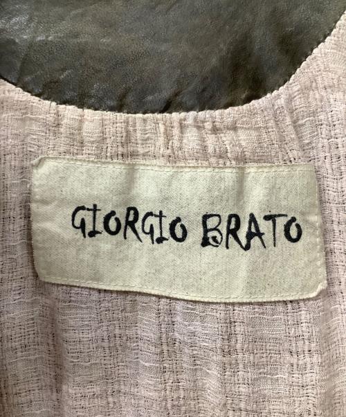 GIORGIO BRATO（ジョルジョブラッド）GIORGIO BRATO (ジョルジョブラッド) ラムレザージャケット カーキ サイズ:46の古着・服飾アイテム