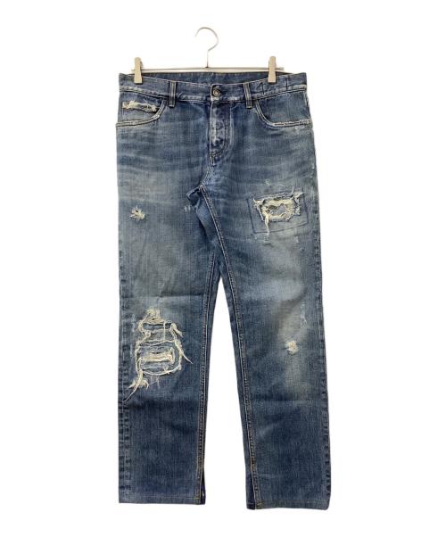 DOLCE & GABBANA（ドルチェ＆ガッバーナ）DOLCE & GABBANA (ドルチェ＆ガッバーナ) ダメージデニムパンツ インディゴ サイズ:48の古着・服飾アイテム