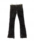 VALABASASバラバサス）の古着「切替しフレアデニムパンツ」｜ブラック