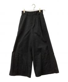 SEEALL（シーオール）の古着「シルクオーガンジーワイドタックパンツ」｜ブラック