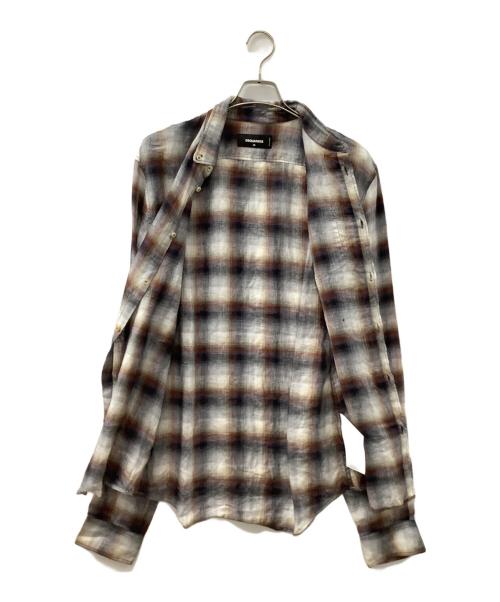 DSQUARED2（ディースクエアード）DSQUARED2 (ディースクエアード) チェックシャツ グレー サイズ:48の古着・服飾アイテム