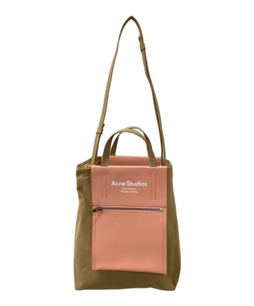 Acne studios（アクネ ストゥディオス）Acne studios (アクネ ストゥディオス) ペイパリーナイロントートバッグ ブラウン×ピンクの古着・服飾アイテム