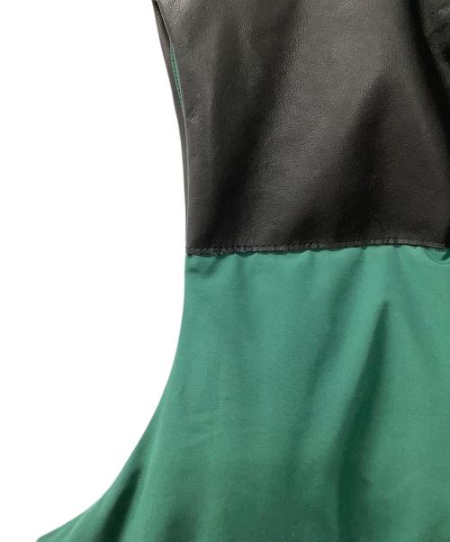 Schott（ショット）Schott (ショット) クラシックレザーコンビダウンベスト ブラック×グリーン サイズ:XLの古着・服飾アイテム